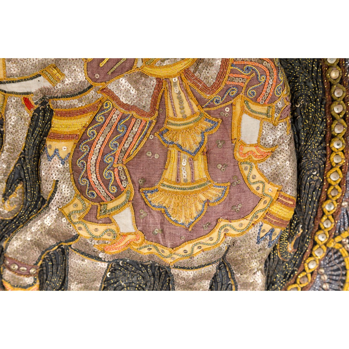 Kalaga 19th Century Tapestry with Stones, Sequins and Colorful Thread-11. Asian &amp; Chinese Furniture, Art, Antiques, Vintage Home Décor for sale at FEA Home