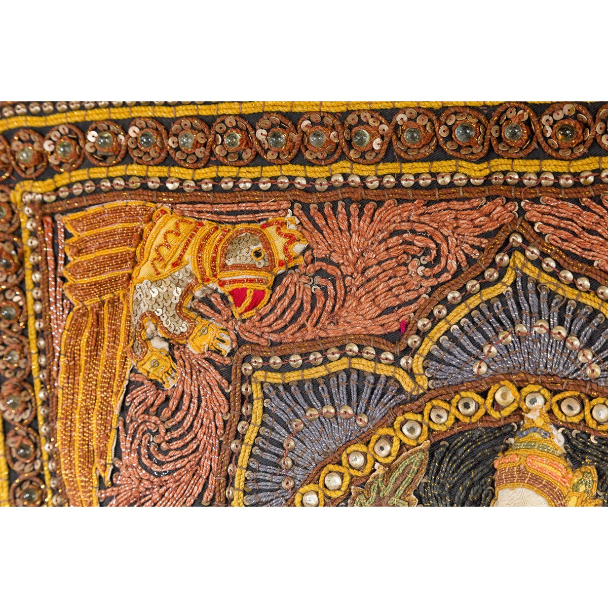 Kalaga 19th Century Tapestry with Stones, Sequins and Colorful Thread-13. Asian &amp; Chinese Furniture, Art, Antiques, Vintage Home Décor for sale at FEA Home