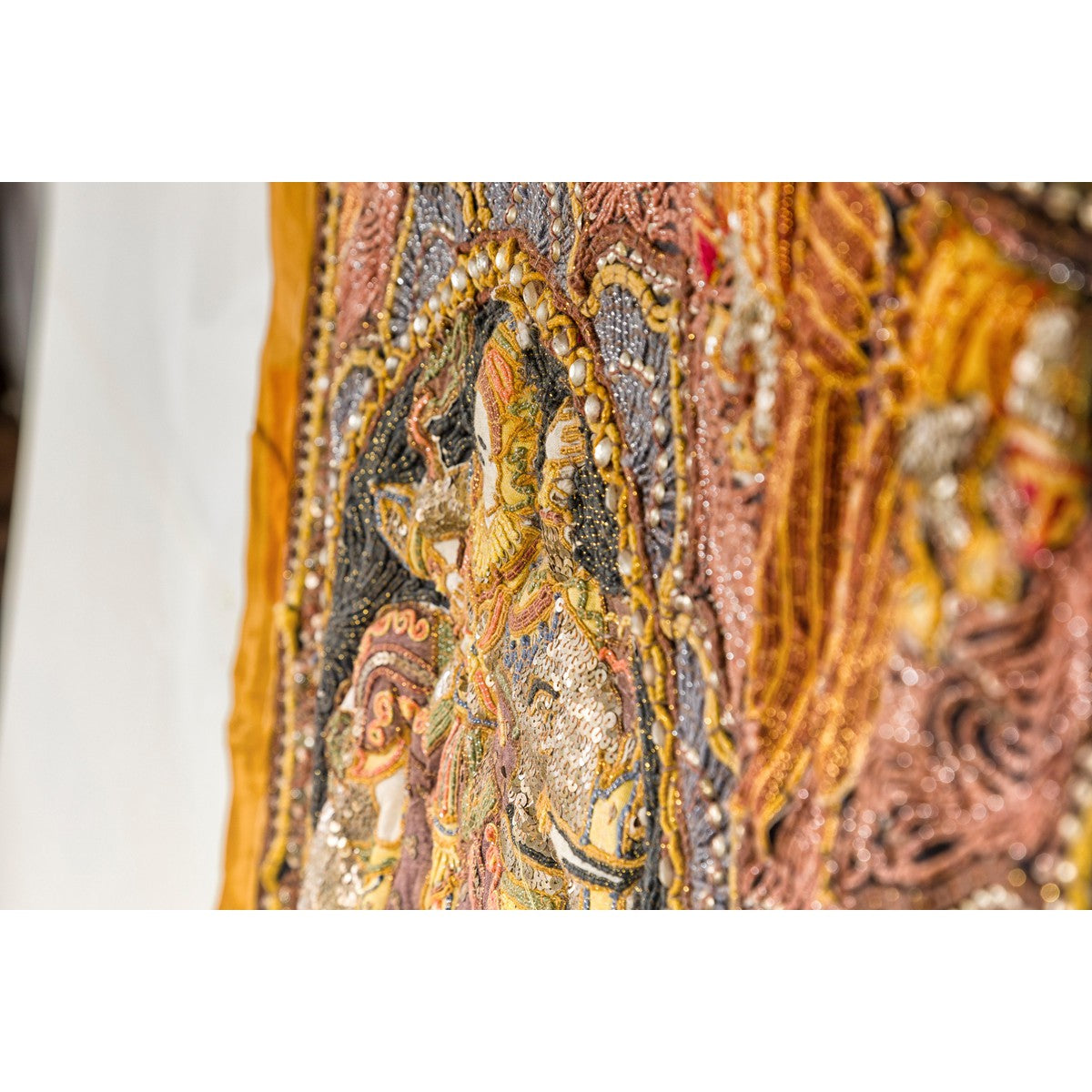 Kalaga 19th Century Tapestry with Stones, Sequins and Colorful Thread-15. Asian &amp; Chinese Furniture, Art, Antiques, Vintage Home Décor for sale at FEA Home