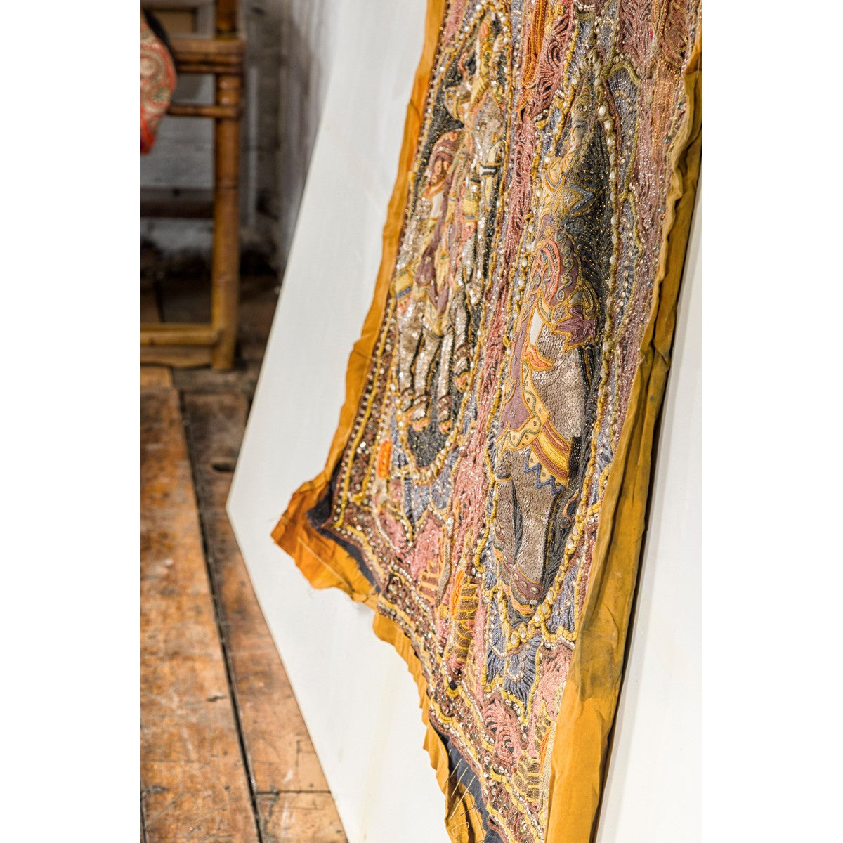 Kalaga 19th Century Tapestry with Stones, Sequins and Colorful Thread-16. Asian &amp; Chinese Furniture, Art, Antiques, Vintage Home Décor for sale at FEA Home