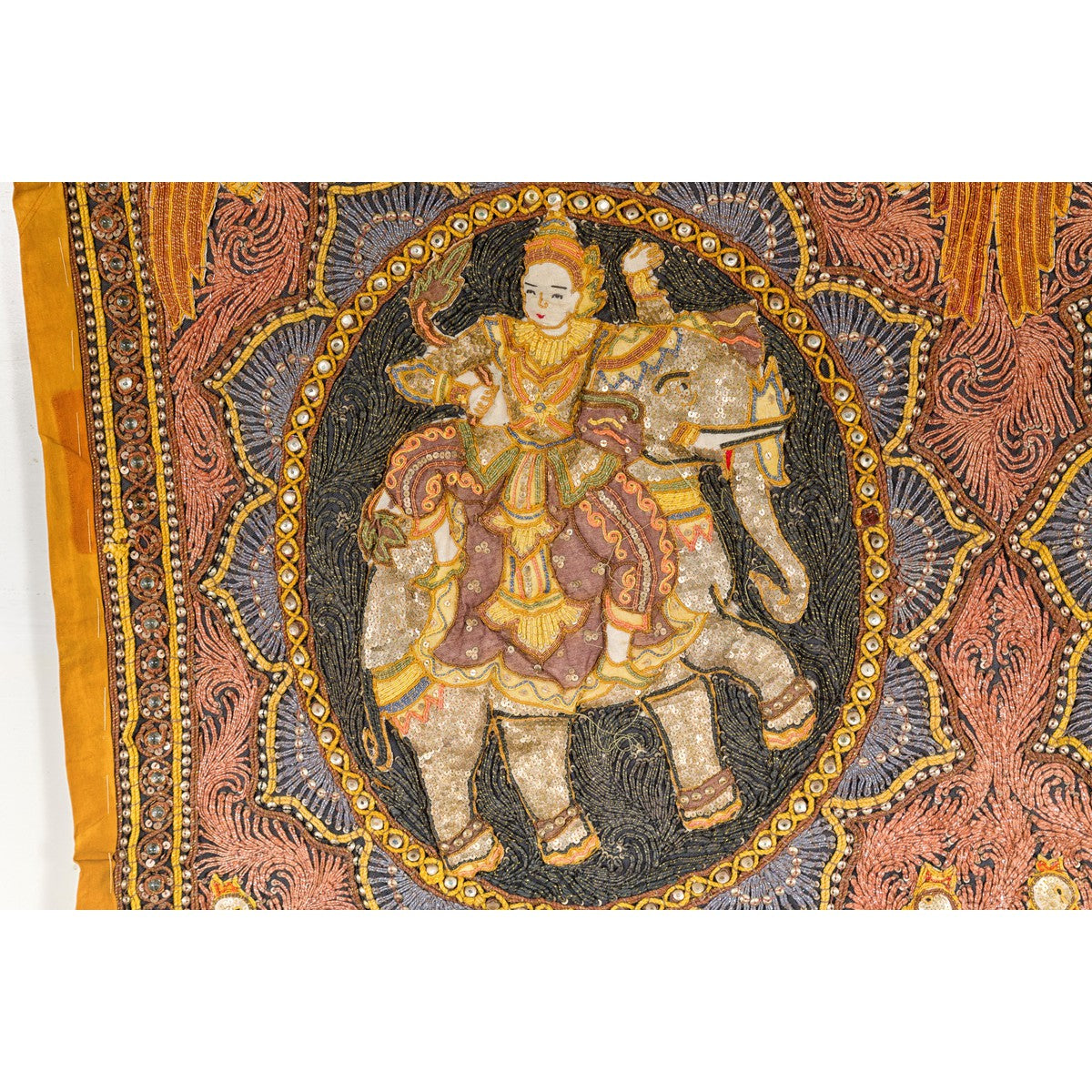 Kalaga 19th Century Tapestry with Stones, Sequins and Colorful Thread-5. Asian &amp; Chinese Furniture, Art, Antiques, Vintage Home Décor for sale at FEA Home