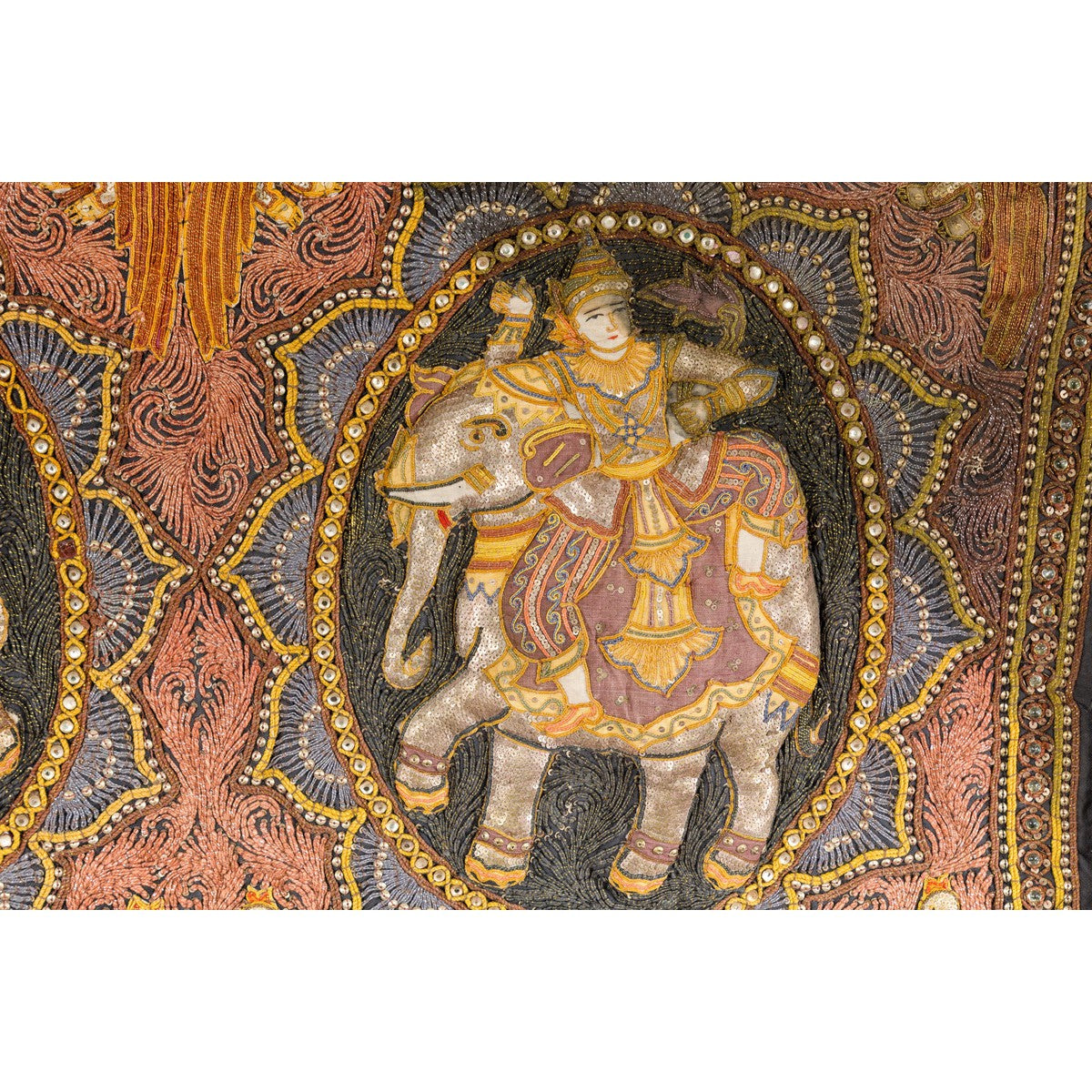 Kalaga 19th Century Tapestry with Stones, Sequins and Colorful Thread-6. Asian &amp; Chinese Furniture, Art, Antiques, Vintage Home Décor for sale at FEA Home