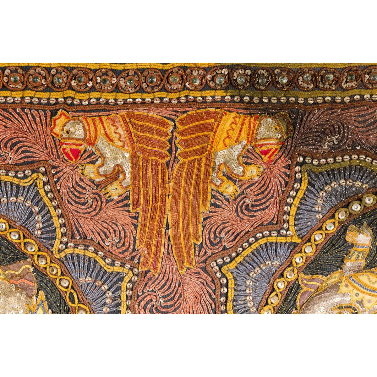 Kalaga 19th Century Tapestry with Stones, Sequins and Colorful Thread-7. Asian &amp; Chinese Furniture, Art, Antiques, Vintage Home Décor for sale at FEA Home