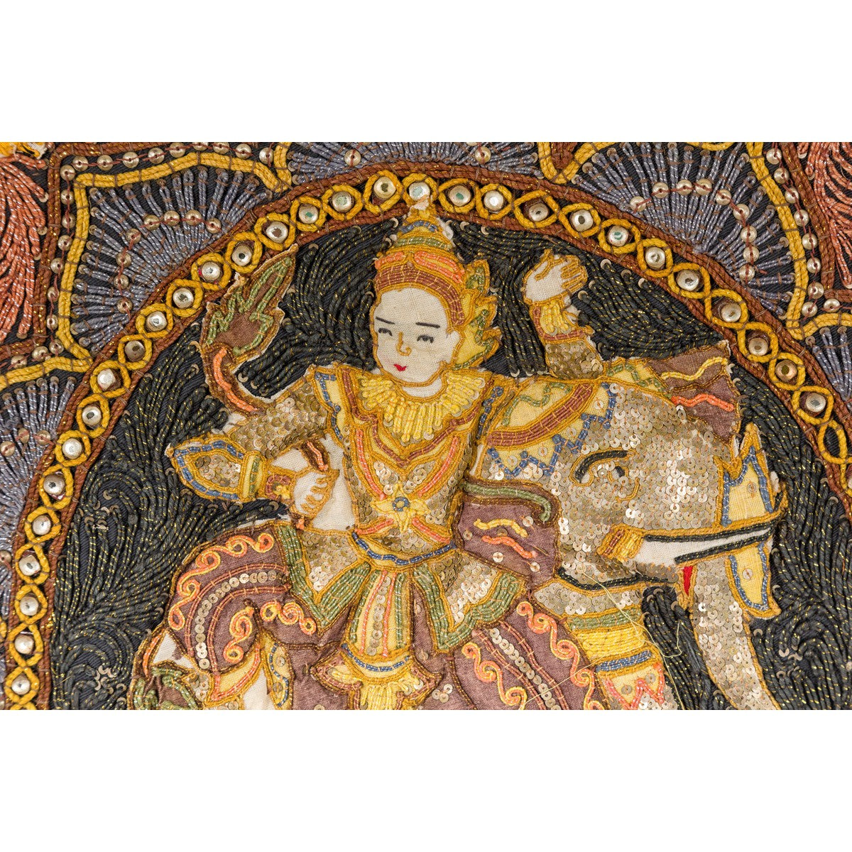 Kalaga 19th Century Tapestry with Stones, Sequins and Colorful Thread-8. Asian &amp; Chinese Furniture, Art, Antiques, Vintage Home Décor for sale at FEA Home