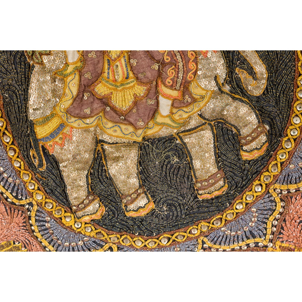Kalaga 19th Century Tapestry with Stones, Sequins and Colorful Thread-9. Asian &amp; Chinese Furniture, Art, Antiques, Vintage Home Décor for sale at FEA Home