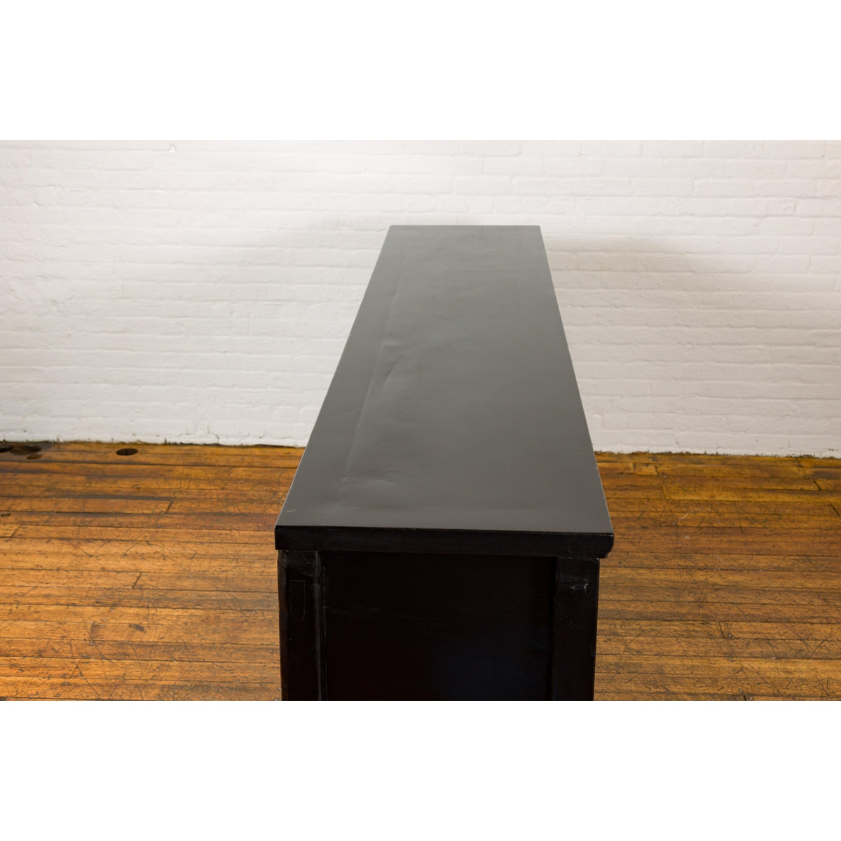 Low Yellow and Black Cabinet with Three Door Paintings-18. Asian &amp; Chinese Furniture, Art, Antiques, Vintage Home Décor for sale at FEA Home