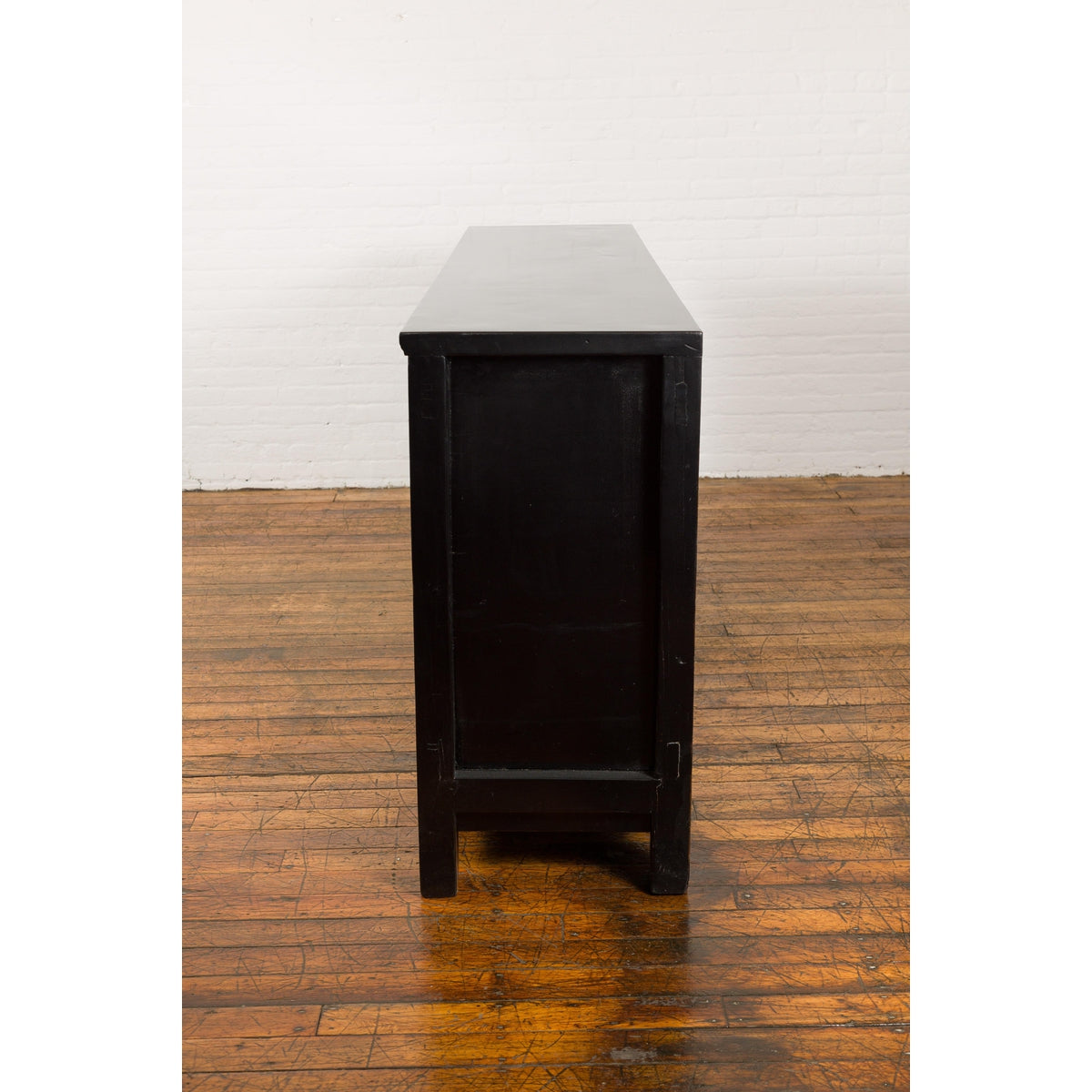 Low Yellow and Black Cabinet with Three Door Paintings-20. Asian &amp; Chinese Furniture, Art, Antiques, Vintage Home Décor for sale at FEA Home