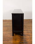 Low Yellow and Black Cabinet with Three Door Paintings-20. Asian & Chinese Furniture, Art, Antiques, Vintage Home Décor for sale at FEA Home