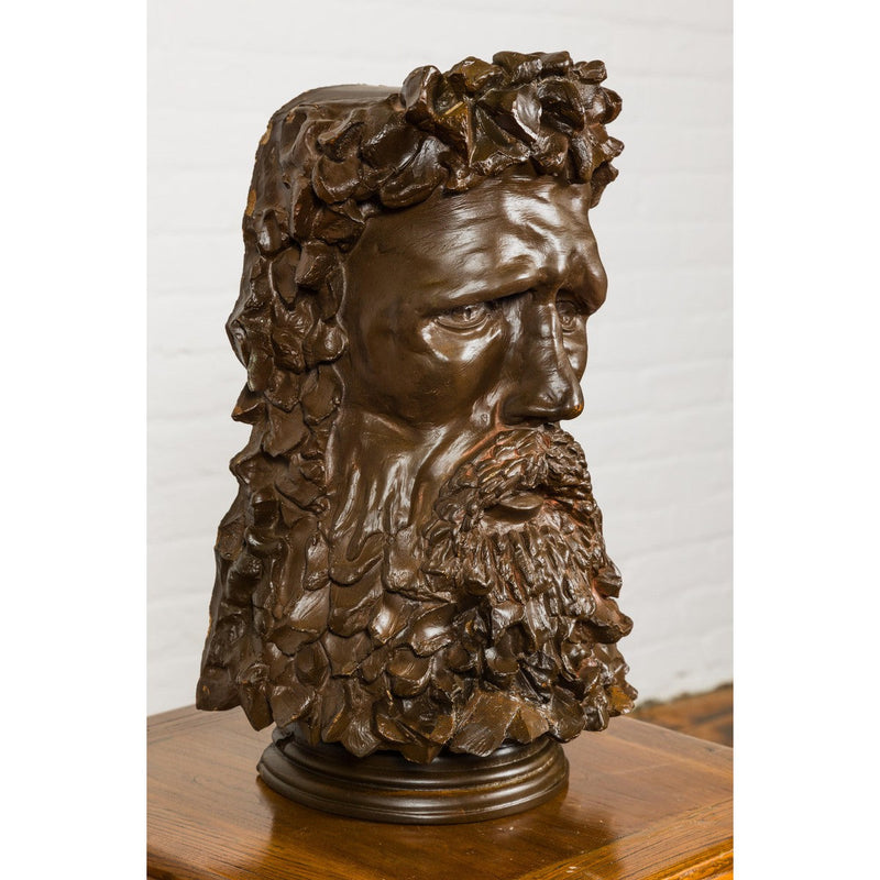 Plaster Carved Head Bust of Roman God Jupiter-YN7950-11. Asian & Chinese Furniture, Art, Antiques, Vintage Home Décor for sale at FEA Home