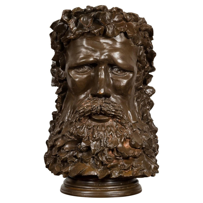 Plaster Carved Head Bust of Roman God Jupiter-YN7950-17. Asian & Chinese Furniture, Art, Antiques, Vintage Home Décor for sale at FEA Home