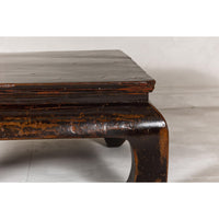 Chow Legs Dark Lacquered Coffee Table with Gloss Patina, Antique