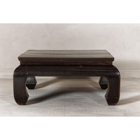 Chow Legs Dark Lacquered Coffee Table with Gloss Patina, Antique