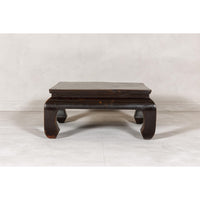 Chow Legs Dark Lacquered Coffee Table with Gloss Patina, Antique