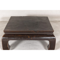 Chow Legs Dark Lacquered Coffee Table with Gloss Patina, Antique