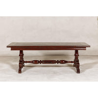 Dutch Colonial Ornate Coffee Table with Carved Lion Paw Legs and Cross Stretcher