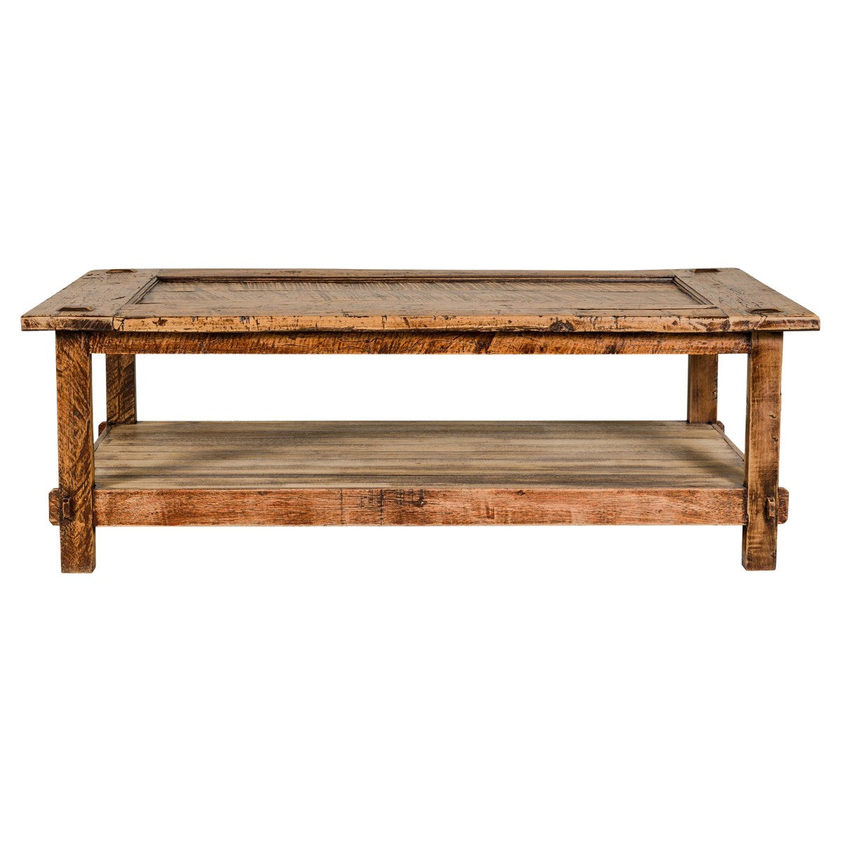 Country Style Distressed Two-Tier Coffee Table with Inset Top and Straight Legs-1. Asian & Chinese Furniture, Art, Antiques, Vintage Home Décor for sale at FEA Home