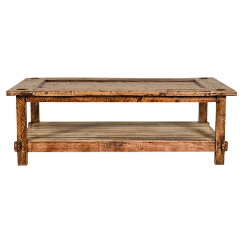 Country Style Distressed Two-Tier Coffee Table with Inset Top and Straight Legs-YN7972-1. Asian & Chinese Furniture, Art, Antiques, Vintage Home Décor for sale at FEA Home