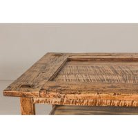 Country Style Distressed Two-Tier Coffee Table with Inset Top and Straight Legs