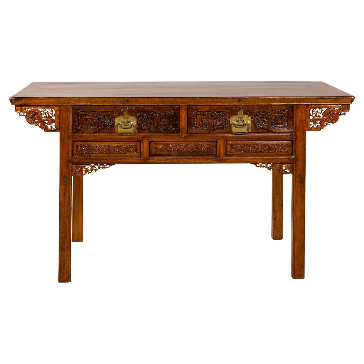 Vintage Chinese Carved Wood Console Table with Drawers-14. Asian &amp; Chinese Furniture, Art, Antiques, Vintage Home Décor for sale at FEA Home