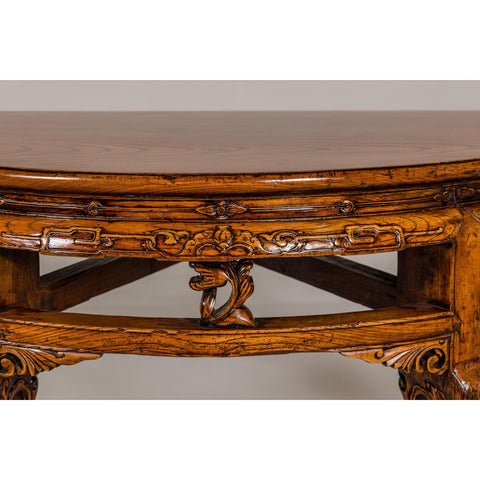19th Century Wooden Demilune Table with Carved Mythical Creatures-YN7982-5. Asian & Chinese Furniture, Art, Antiques, Vintage Home Décor for sale at FEA Home