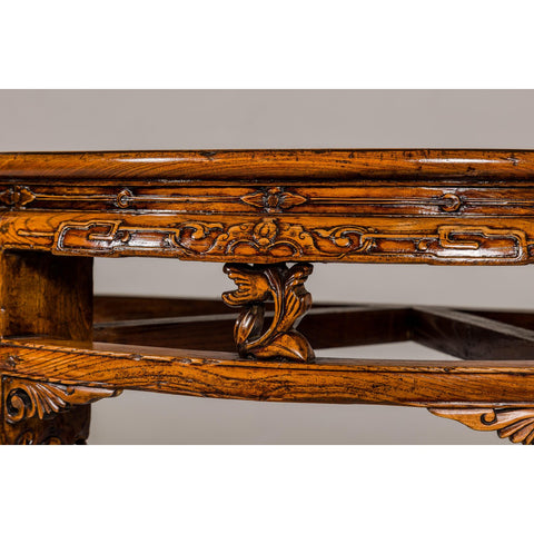 19th Century Wooden Demilune Table with Carved Mythical Creatures-YN7982-8. Asian & Chinese Furniture, Art, Antiques, Vintage Home Décor for sale at FEA Home