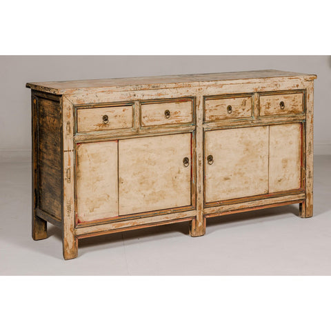 Painted Elm Rustic Sideboard with Two Doors, Four Drawers and Distressed Finish-YN7992-11. Asian & Chinese Furniture, Art, Antiques, Vintage Home Décor for sale at FEA Home