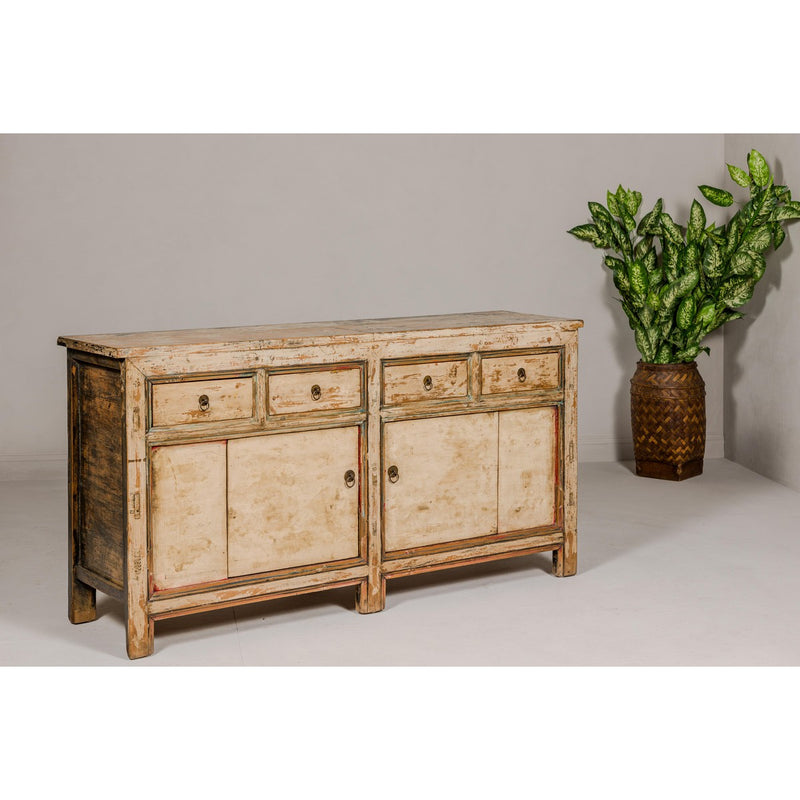 Painted Elm Rustic Sideboard with Two Doors, Four Drawers and Distressed Finish-YN7992-12. Asian & Chinese Furniture, Art, Antiques, Vintage Home Décor for sale at FEA Home