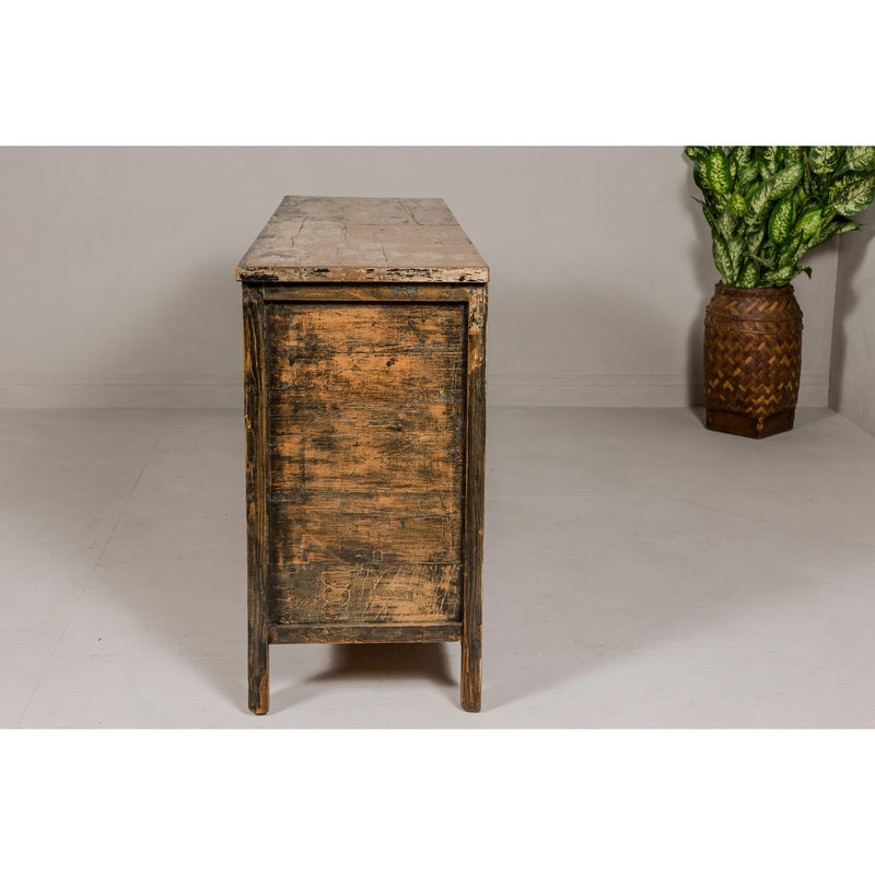 Painted Elm Rustic Sideboard with Two Doors, Four Drawers and Distressed Finish-YN7992-15. Asian & Chinese Furniture, Art, Antiques, Vintage Home Décor for sale at FEA Home