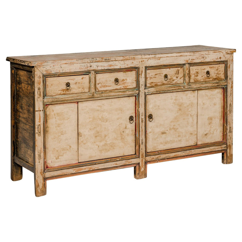 Painted Elm Rustic Sideboard with Two Doors, Four Drawers and Distressed Finish-YN7992-1. Asian & Chinese Furniture, Art, Antiques, Vintage Home Décor for sale at FEA Home