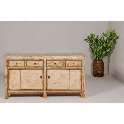Painted Elm Rustic Sideboard with Two Doors, Four Drawers and Distressed Finish-YN7992-2. Asian & Chinese Furniture, Art, Antiques, Vintage Home Décor for sale at FEA Home