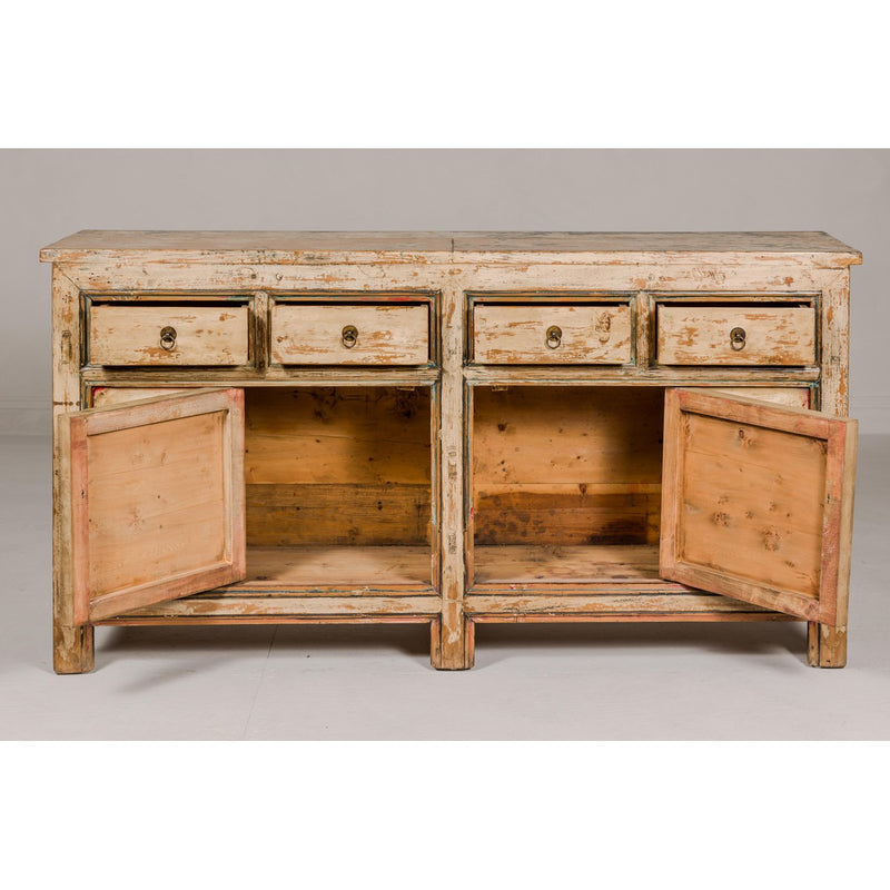 Painted Elm Rustic Sideboard with Two Doors, Four Drawers and Distressed Finish-YN7992-8. Asian & Chinese Furniture, Art, Antiques, Vintage Home Décor for sale at FEA Home
