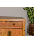 Qing Dynasty Painted Sideboard with Distressed Patina, Three Drawers, Two Doors-6. Asian & Chinese Furniture, Art, Antiques, Vintage Home Décor for sale at FEA Home