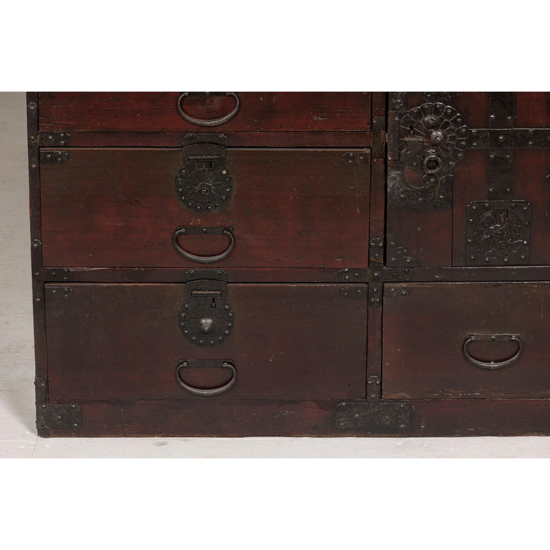 Meiji Period 19th Century Sendai Type Tansu Chest with Drawers and Safe-YN7995-10. Asian & Chinese Furniture, Art, Antiques, Vintage Home Décor for sale at FEA Home