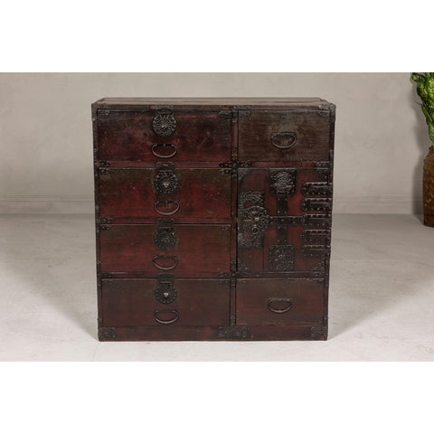 Meiji Period 19th Century Sendai Type Tansu Chest with Drawers and Safe-YN7995-11. Asian & Chinese Furniture, Art, Antiques, Vintage Home Décor for sale at FEA Home