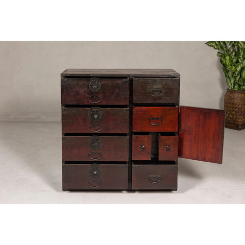 Meiji Period 19th Century Sendai Type Tansu Chest with Drawers and Safe-YN7995-13. Asian & Chinese Furniture, Art, Antiques, Vintage Home Décor for sale at FEA Home