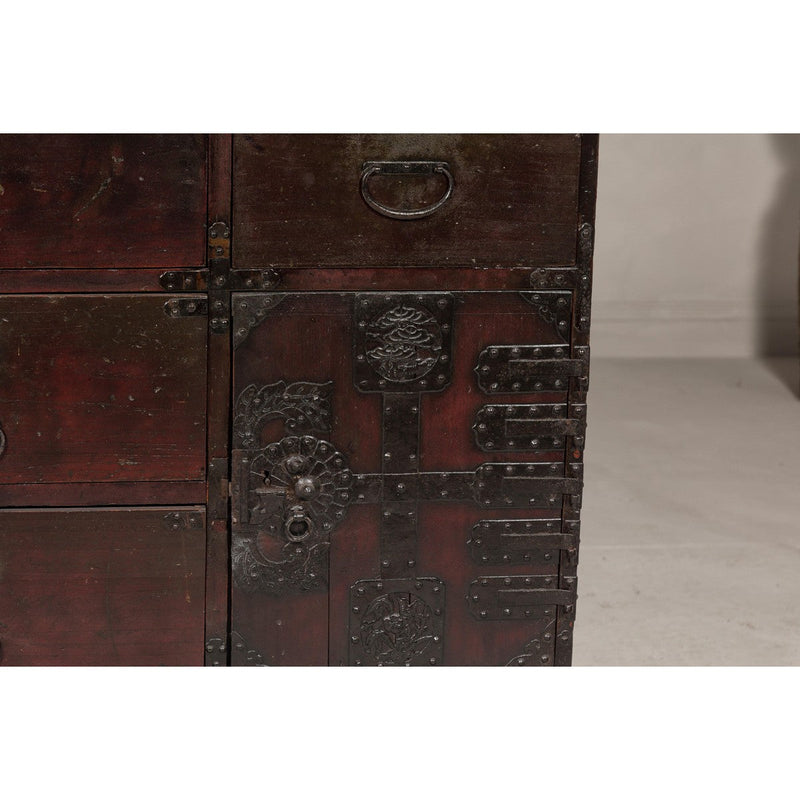 Meiji Period 19th Century Sendai Type Tansu Chest with Drawers and Safe-YN7995-9. Asian & Chinese Furniture, Art, Antiques, Vintage Home Décor for sale at FEA Home