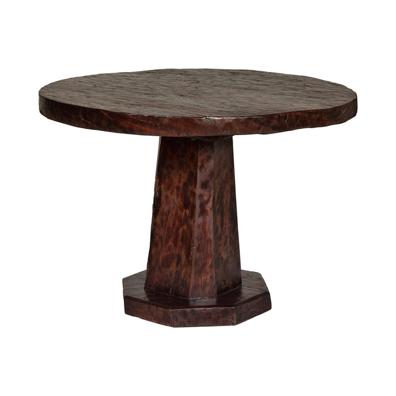 Teak Wood Round Top Center Pedestal Table with Dark Stain, Vintage-YN7997-14. Asian & Chinese Furniture, Art, Antiques, Vintage Home Décor for sale at FEA Home