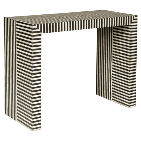 Contemporary Minimalist White and Black Striped Console Table with Bone Inlay-YN7999-1. Asian & Chinese Furniture, Art, Antiques, Vintage Home Décor for sale at FEA Home