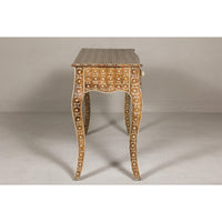Anglo Louis XV Style Console Table with Three Drawers and Cabriole Legs