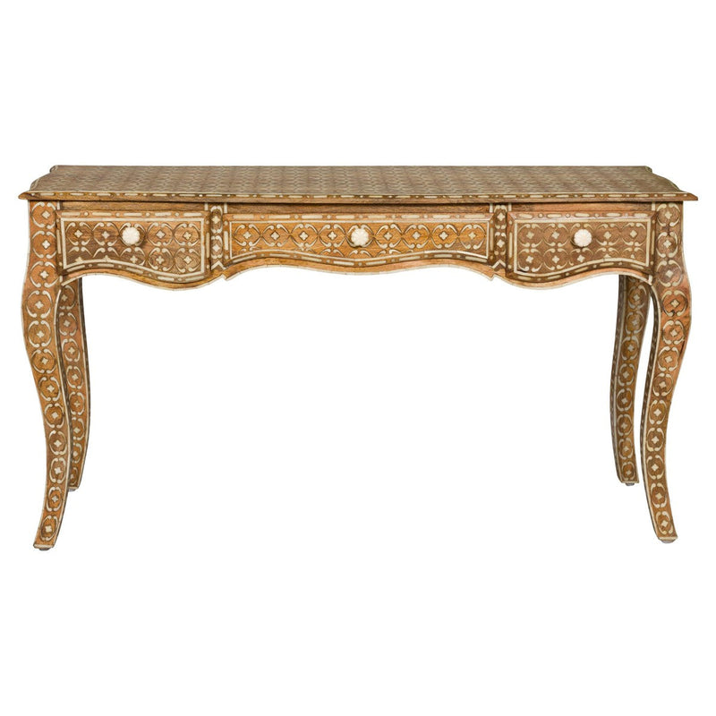 Anglo Louis XV Style Console Table with Three Drawers and Cabriole Legs-YN8002-1. Asian & Chinese Furniture, Art, Antiques, Vintage Home Décor for sale at FEA Home