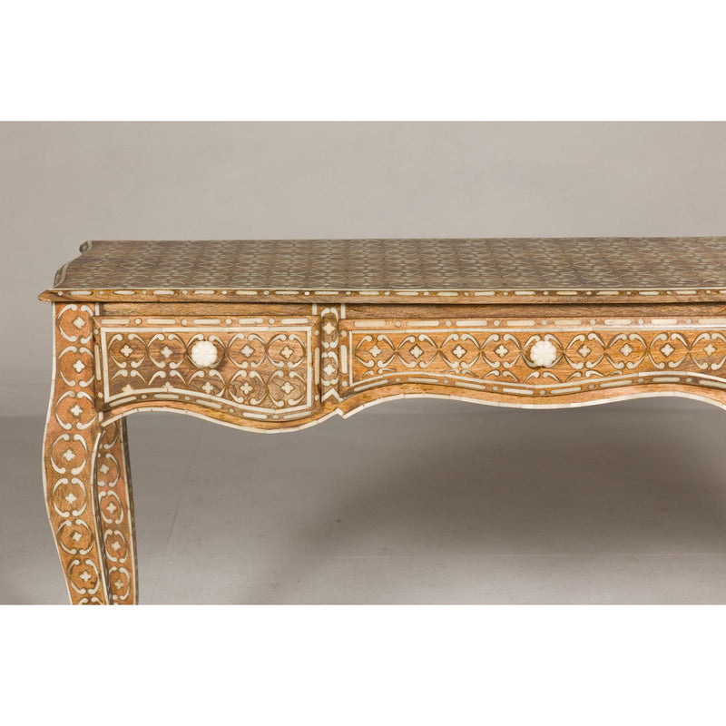 Anglo Louis XV Style Console Table with Three Drawers and Cabriole Legs-YN8002-4. Asian & Chinese Furniture, Art, Antiques, Vintage Home Décor for sale at FEA Home