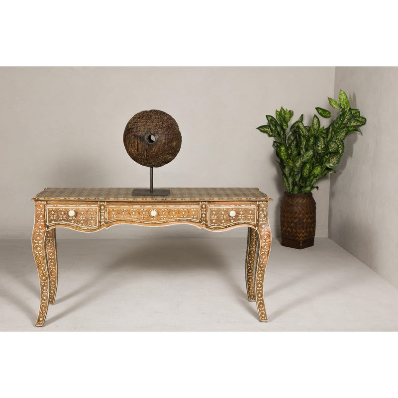 Anglo Louis XV Style Console Table with Three Drawers and Cabriole Legs-YN8002-9. Asian & Chinese Furniture, Art, Antiques, Vintage Home Décor for sale at FEA Home