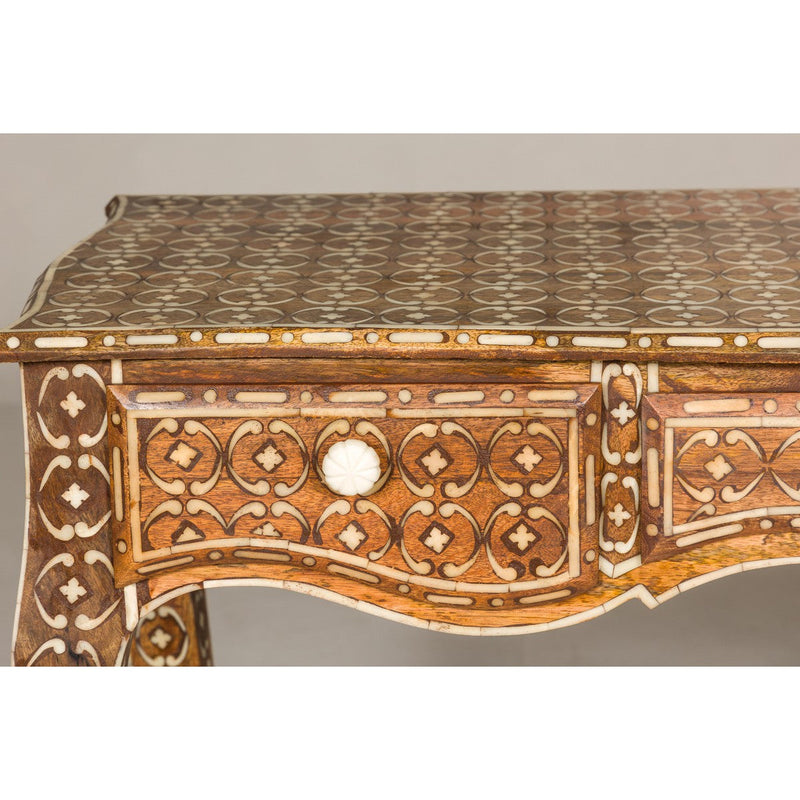 Louis XV Style Anglo Console Table with Three Drawers and Bone Inlay-YN8003-11. Asian & Chinese Furniture, Art, Antiques, Vintage Home Décor for sale at FEA Home