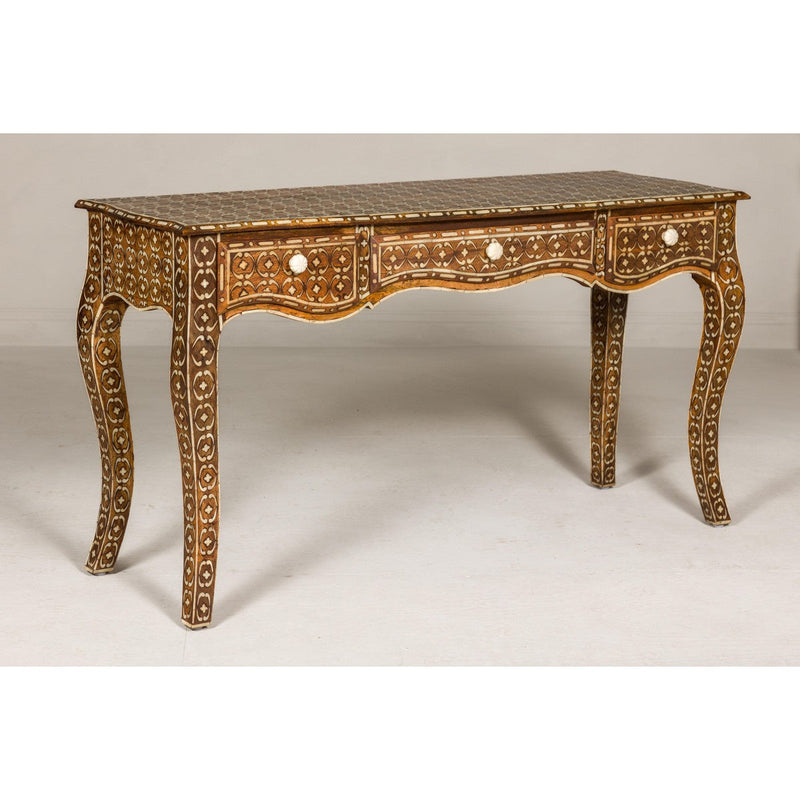 Louis XV Style Anglo Console Table with Three Drawers and Bone Inlay-YN8003-13. Asian & Chinese Furniture, Art, Antiques, Vintage Home Décor for sale at FEA Home