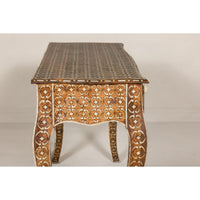 Louis XV Style Anglo Console Table with Three Drawers and Bone Inlay