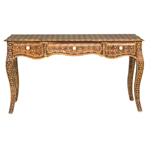 Louis XV Style Anglo Console Table with Three Drawers and Bone Inlay-YN8003-1. Asian & Chinese Furniture, Art, Antiques, Vintage Home Décor for sale at FEA Home