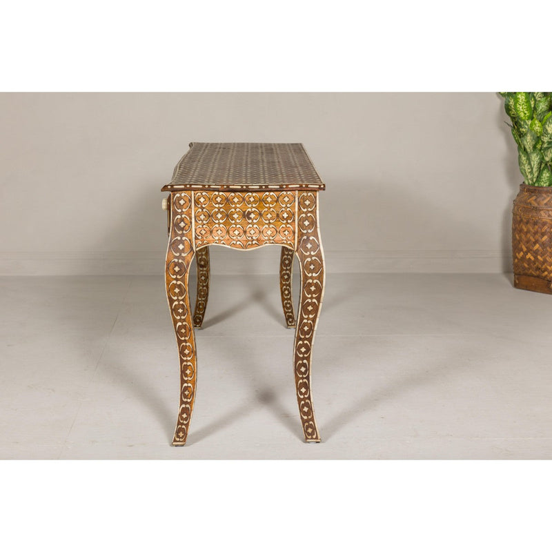 Louis XV Style Anglo Console Table with Three Drawers and Bone Inlay-YN8003-20. Asian & Chinese Furniture, Art, Antiques, Vintage Home Décor for sale at FEA Home