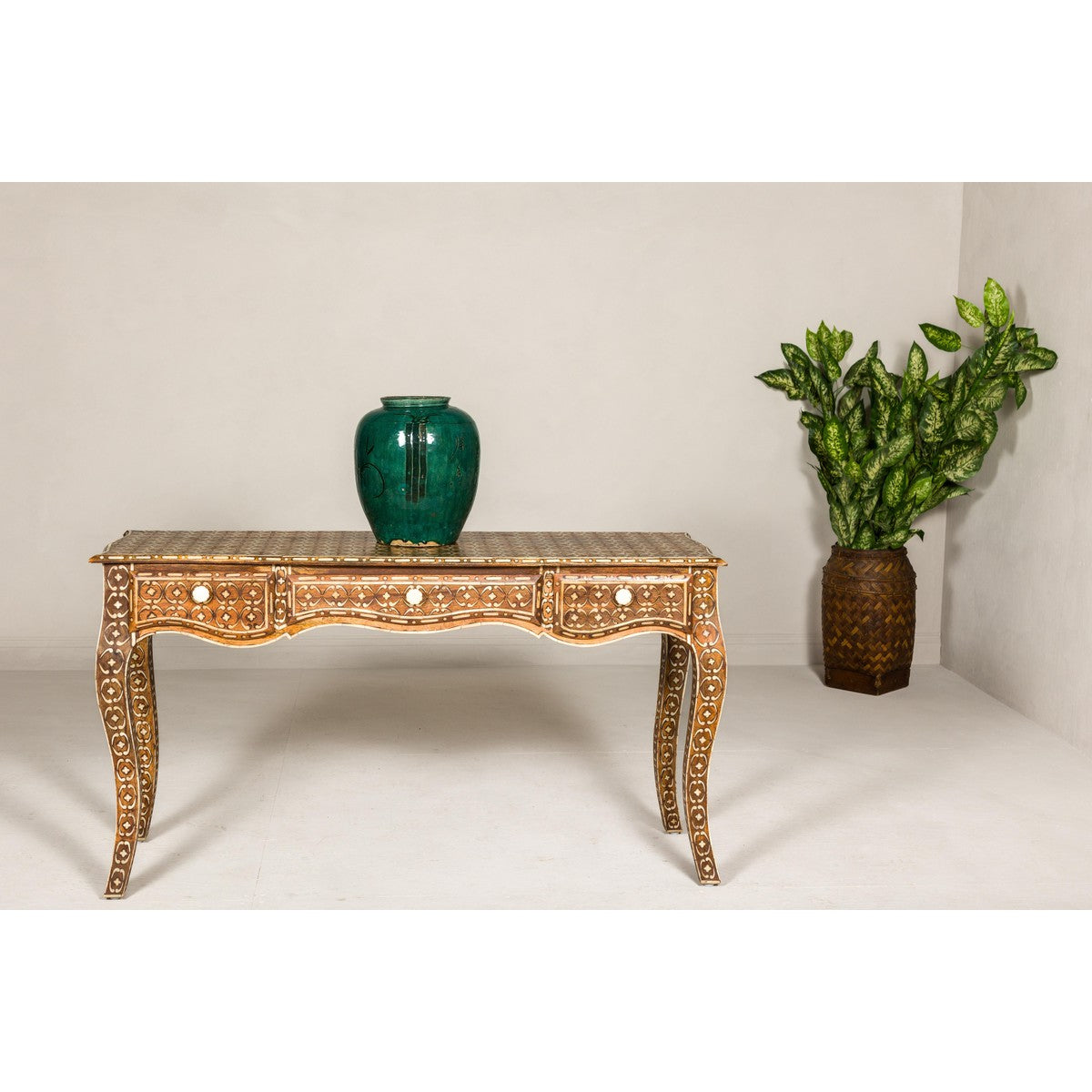 Vintage Anglo-Indian Bone Inlay Console Table-3. Asian &amp; Chinese Furniture, Art, Antiques, Vintage Home Décor for sale at FEA Home