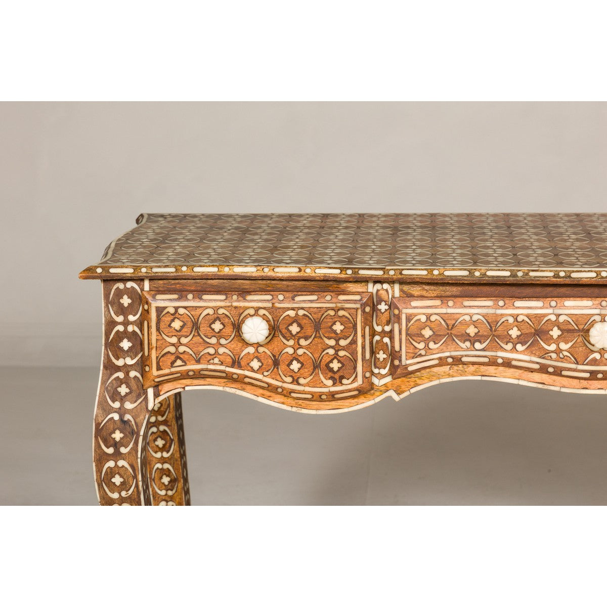 Vintage Anglo-Indian Bone Inlay Console Table-5. Asian &amp; Chinese Furniture, Art, Antiques, Vintage Home Décor for sale at FEA Home