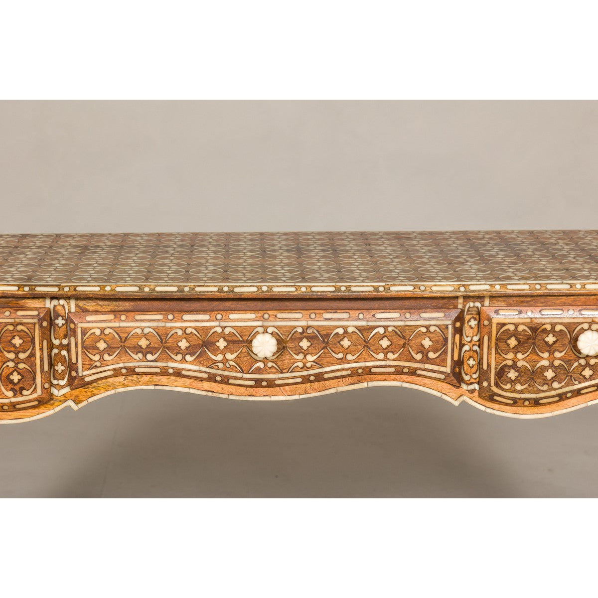 Vintage Anglo-Indian Bone Inlay Console Table-6. Asian &amp; Chinese Furniture, Art, Antiques, Vintage Home Décor for sale at FEA Home